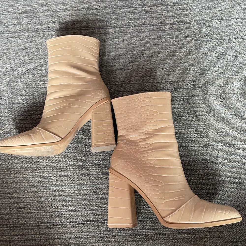 Faux Tan Crock-skin Booties